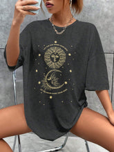 Women's Sun & Moon Printed Short Sleeve T-Shirt Graphic Tees Women Tops